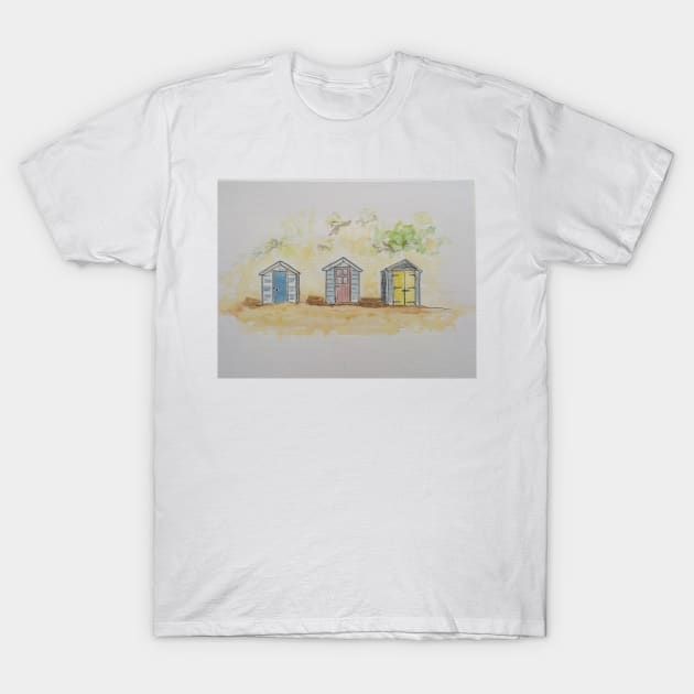 Beach huts T-Shirt by DebTheZeb